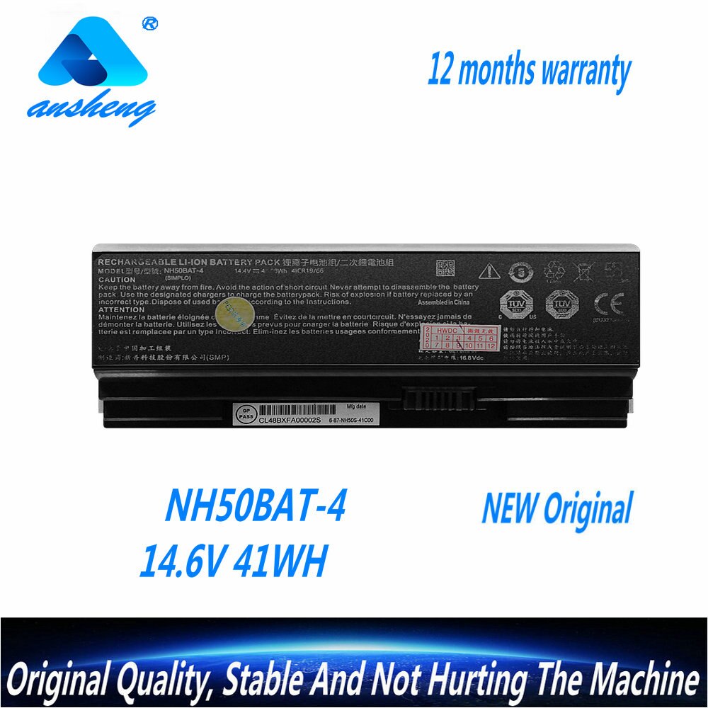 Original NH50BAT-4 Battery For Clevo NH70RAQ NH55EDQ NH50RA NH55RCQ NH58RDQ NH70RHQ NH58RCQ For machenike T58 For Sager NP6875