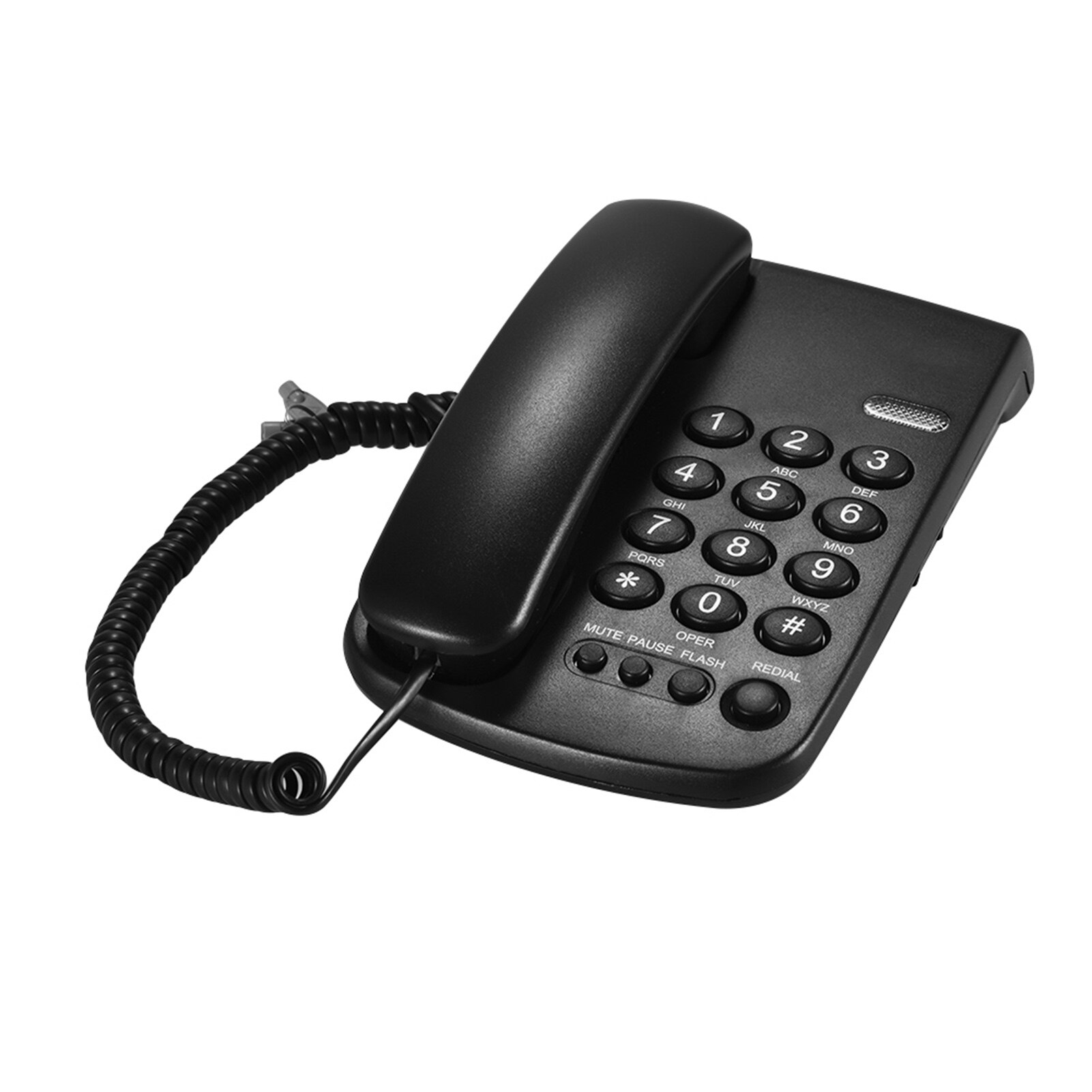 Portable Corded Telephone Phone Wall Mountable Base Handset for House Home Call Center Office Company Hotel: black