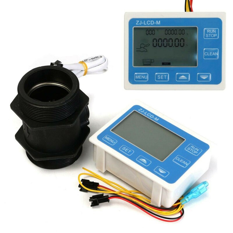 2 tommers flow vannsensor måler+lcd display kvantitativ kontroll 1-9999l/ min