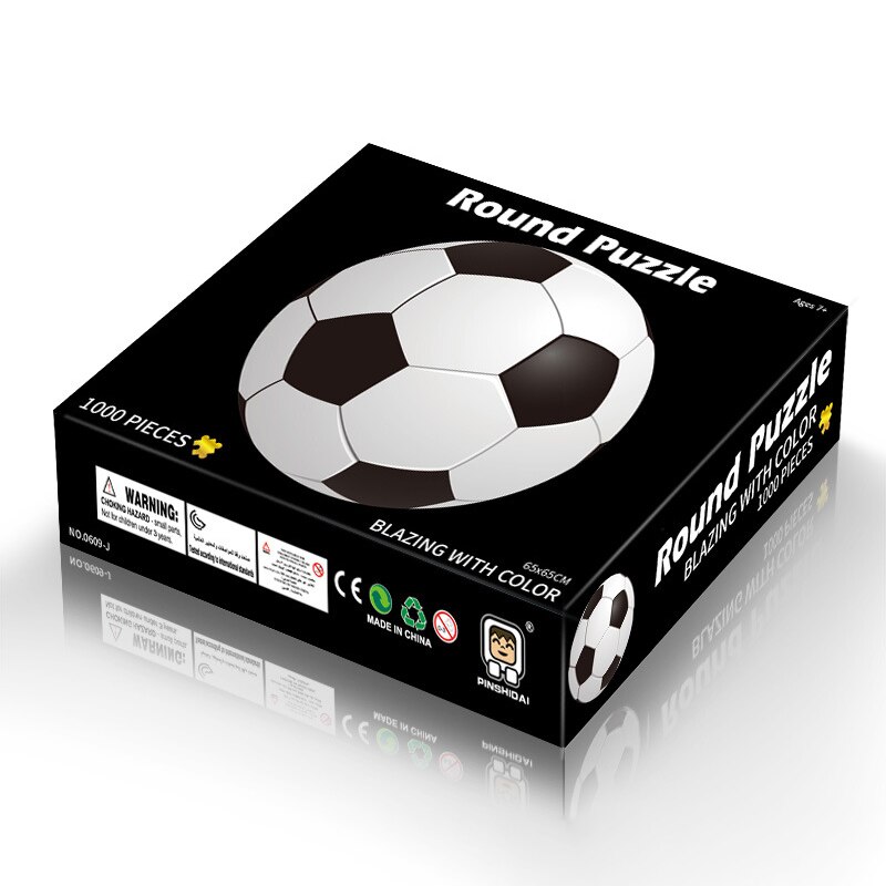 Puzzels 1000 Stuks Ronde Legpuzzels Regenboog Aarde Maan Palet Intellectuele Spel Voor Volwassenen En Kinderen Puzzel: soccer