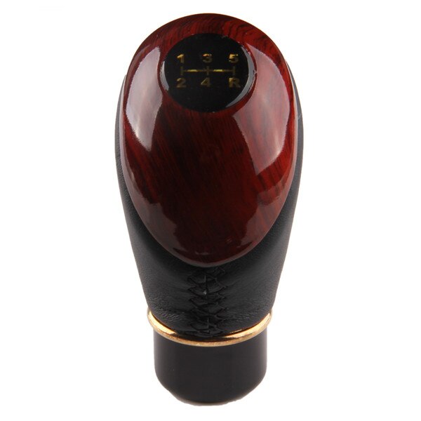 Possbay auto gear stick 5- gear manuel gearknop bil gear stick gear håndtag knap interiør universal gear håndtag knap skift knap: Sort læder stil