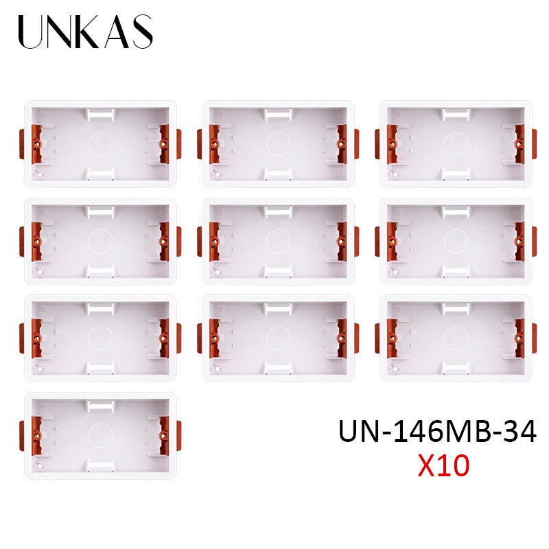 UNKAS Dry Lining Box For Gypsum Board / Drywall / Plasterboad 34mm Depth Wall Switch Socket 86mm / 146mm / 172mm Cassette: 10 Unit 146MB-34