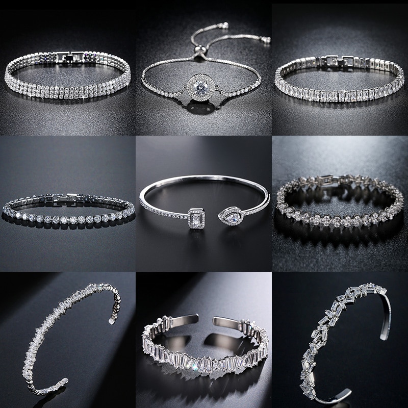 2020 di nuovo modo di lusso 925 sterling silver da tennis delle donne del braccialetto dei braccialetti per le donne regalo Di Natale del commercio all'ingrosso dei monili S5877