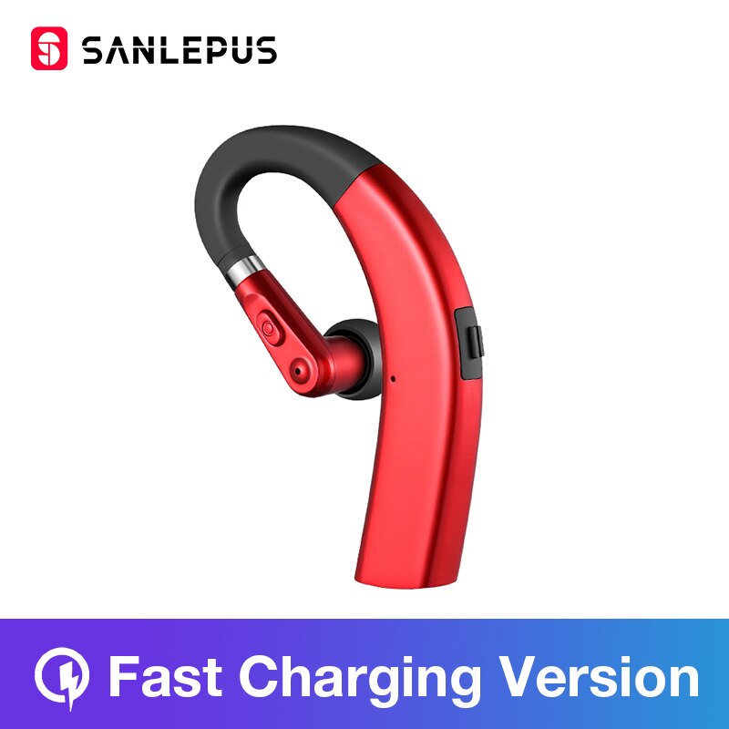 Sanlepus m11 bluetooth øretelefon trådløse hovedtelefoner håndfri øretelefon headset med hd mikrofon til telefon iphone xiaomi samsung: Rød-hurtig opladning