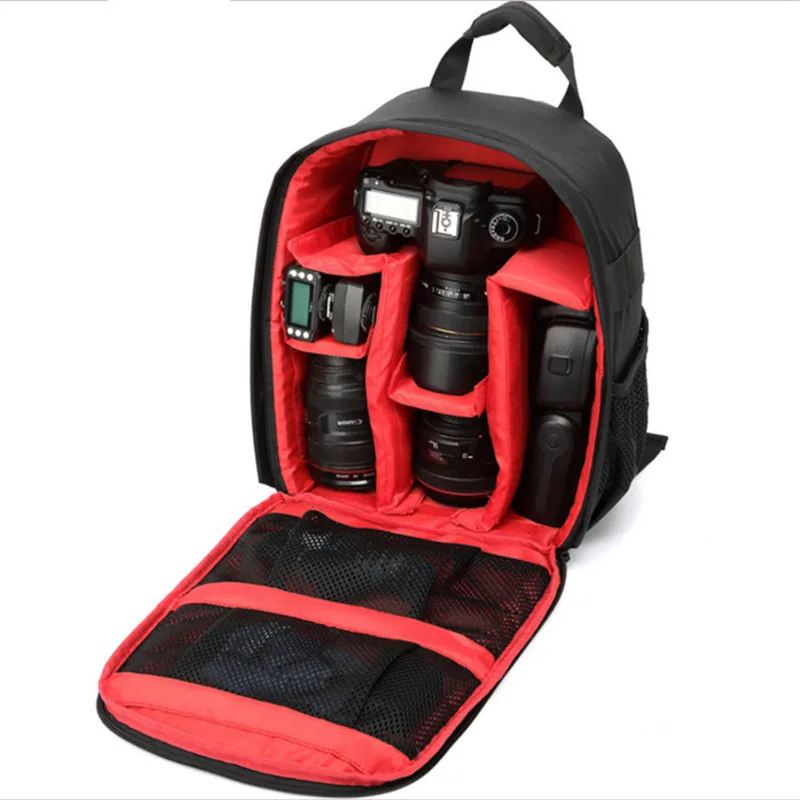 Multi-functional Camera Backpack Video Digital DSLR Bag Waterproof Outdoor Camera Photo Bag Case Box for Nikon/ for Canon/DSLR: Red