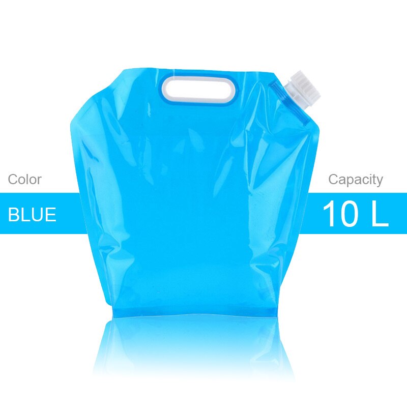Udendørs vandpose 5/10l højkapacitets sammenklappelig vandpose beholder pe smagløs sikkerhedsforsegling letvægts opbevaringspose: Blå 10l