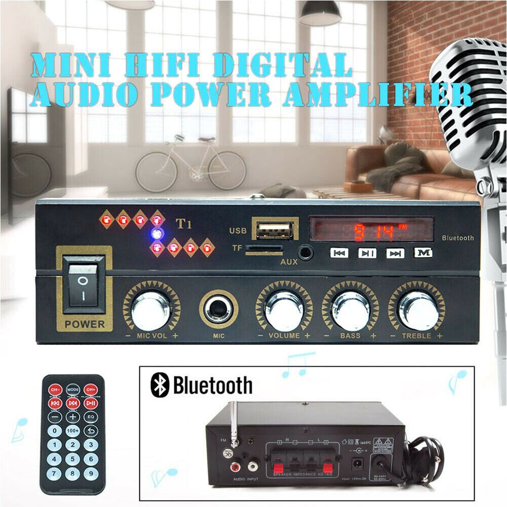 Stereo HIFI DVD Home Aux Metall Tragbare USB PC Digital Verstärker Audio Player MP3 Bluetooth FM Mini