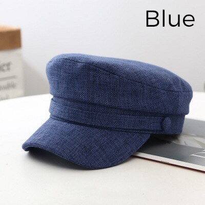 Boina roja para mujer, sombrero de Sol de Red, boina roja, gorro de marinero, sombreros Retro octogonales informales a la , gorra con visera, primavera y verano,: K36-Blue