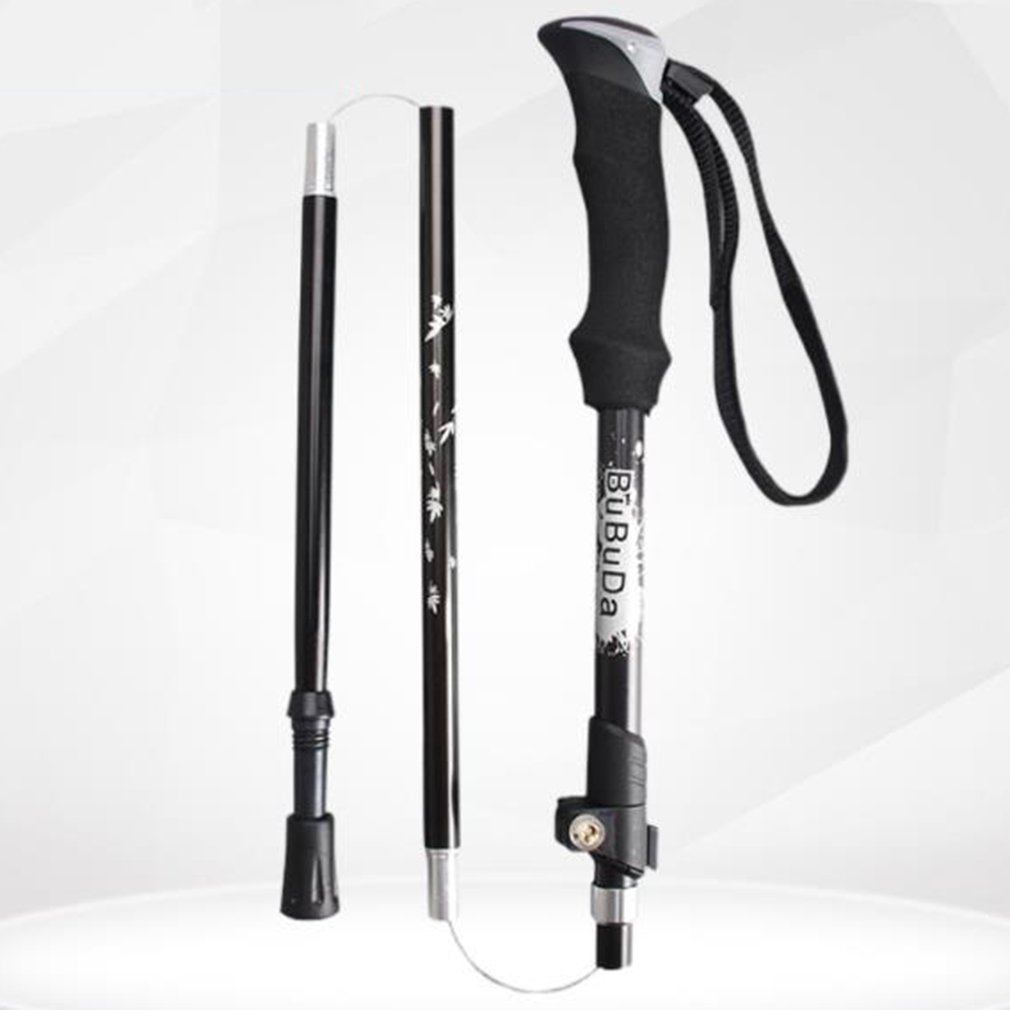 Multifunction Walking Stick Trekking Poles Telescopic Fold Crutches Hiking Stick Crutch Elderly Metal Stick Walking Cane Outdoor