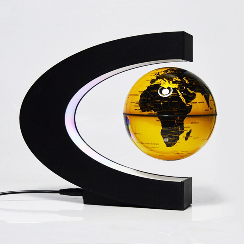 Magnetic Levitation Globe Glow in the dark Floating World Map Tellurion LED Light Children Educational Toys Desktop Toys Decor: Gold