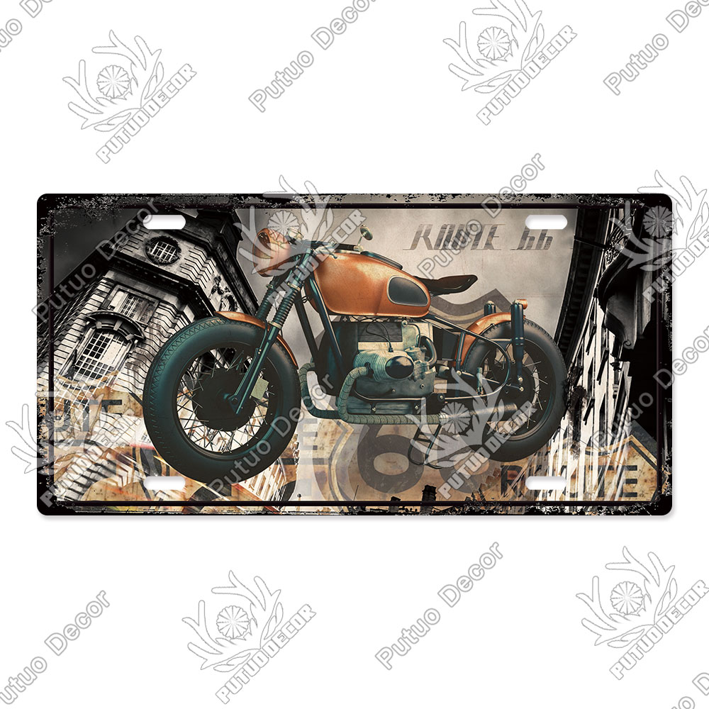 Putuo Decor-placa de matrícula Route 66, letrero de Metal Vintage para Bar, Pub, Gasolinera, garaje, hombre, cueva, decoración de pared del hogar
