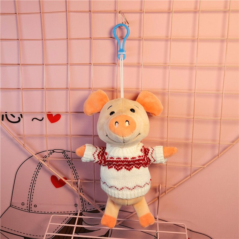 Net red cute Star same style pig pendant car keychain plush bag baby bed decoration soft Soothing doll christmase: white Sweater 20cm