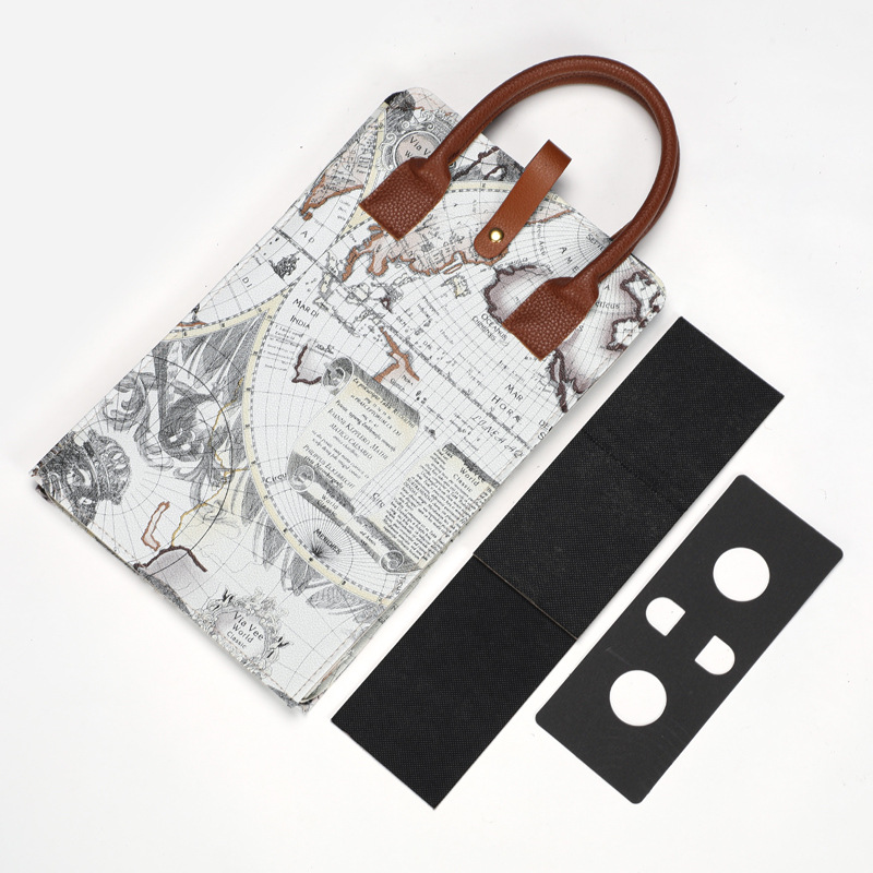 Vikbar läderväska för vinbärare, återanvändbara vinbärare, handväska, dubbel rödvinslåda med handtag, förpackningslådor för champagneflaskor