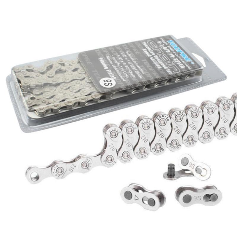 Anti-rost silver elektropläterad 116 länkar 6-7-8/9/10 hastighet frihjulskedja mtb mountainbike cykeldelar: 9s