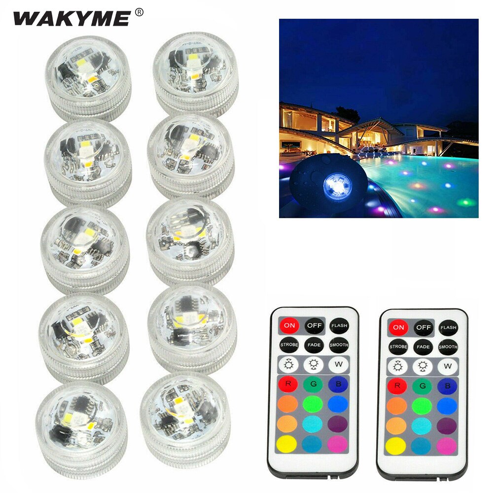 2 stuks led dompellampen RGB fonteinlamp, waterdicht IP68 geïntegreerde