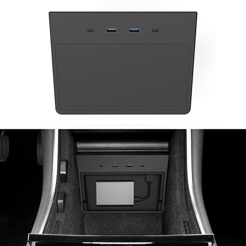Auto Usb Hub Dashcam En Sentry Modus Viewer Usb Hub Center Console Accessoires 5 In 1 Voor Tesla Model 3/Y +