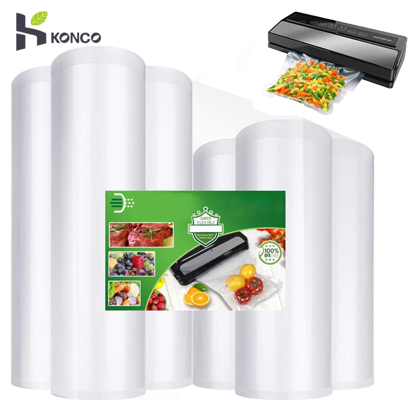 Bolsa selladora al vacío para cocina, bolsas de almacenamiento de bolsas al vacío para alimentos de 12/15/20/25/28cm x 500cm, bolsa transparente para envasado de alimentos, mantenimiento fresco