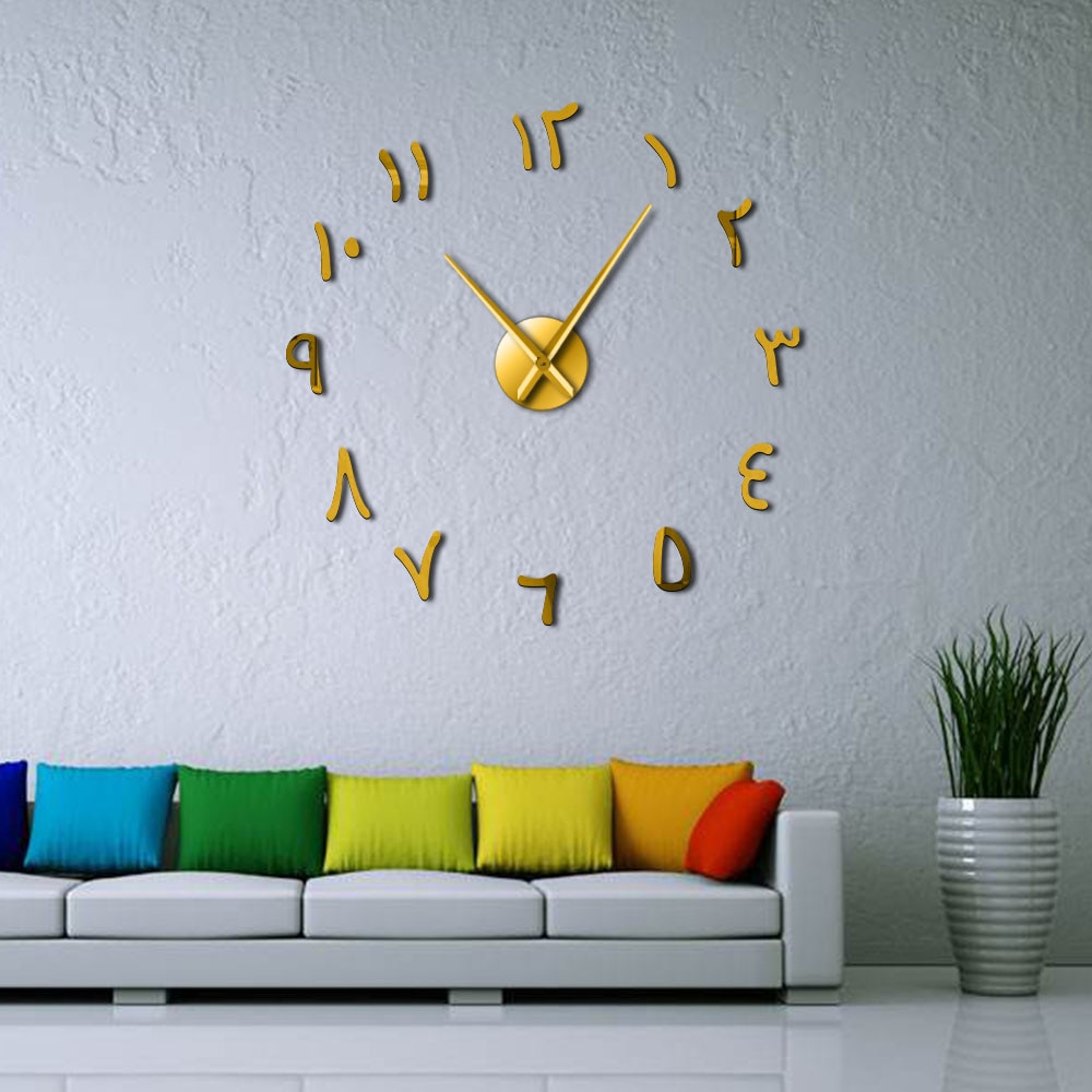 DIY Giant Wall Clock Arabic Numbers Acrylic Mirror... Grandado