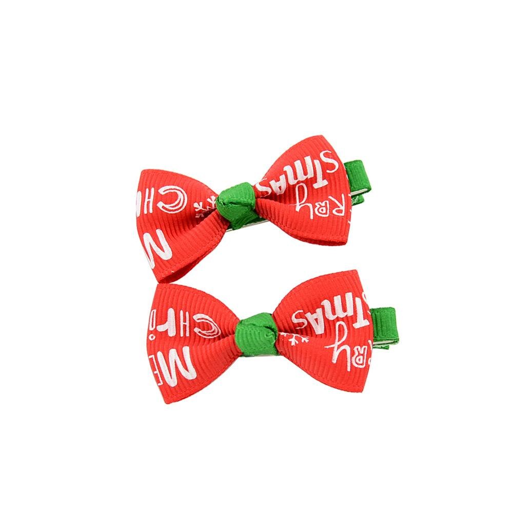 2 teile/satz Weihnachten Kleine Bogen Haarnadeln Für Mädchen freundlicher Süßigkeiten Haar Clips Haar Krawatte Baby Elastische Haar Bands Scrunchy Haar zubehör: 02-rot