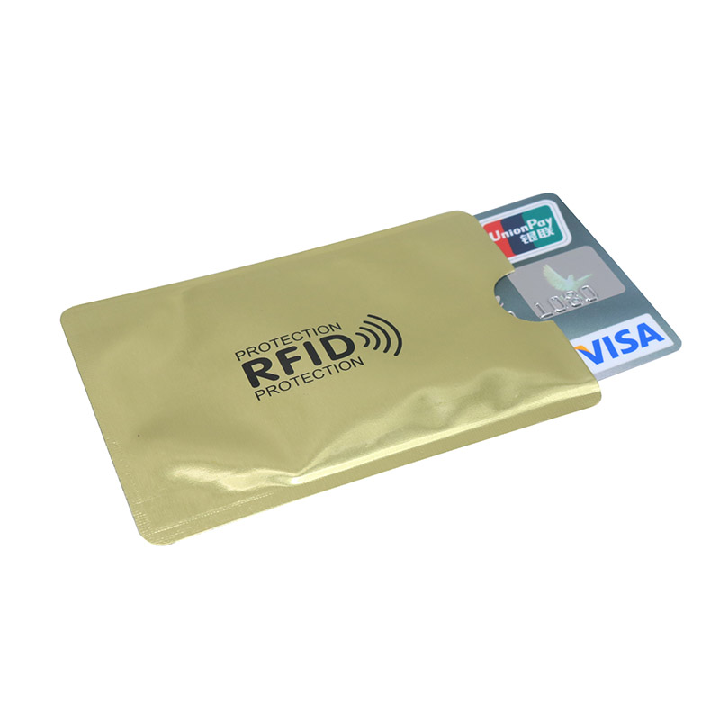 100 stk mix anti rfid tegnebog blokerende læser lås bankkort indehaver id bankkort beskyttelse metal kredit nfc holder aluminium: Metal gul 100 stk