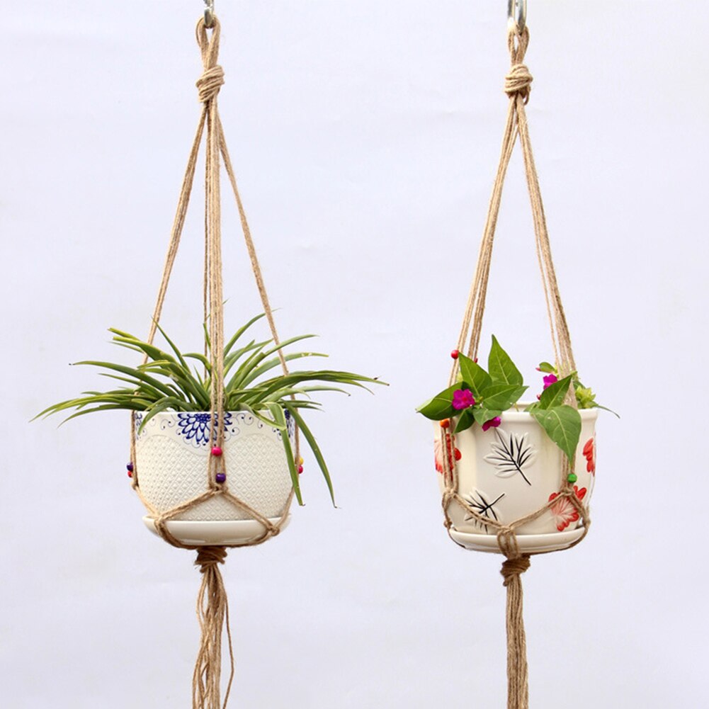 1pc linne rep växter blommor kruka hängande korghållare nät bonsai växthängare hem trädgård balkong dekoration