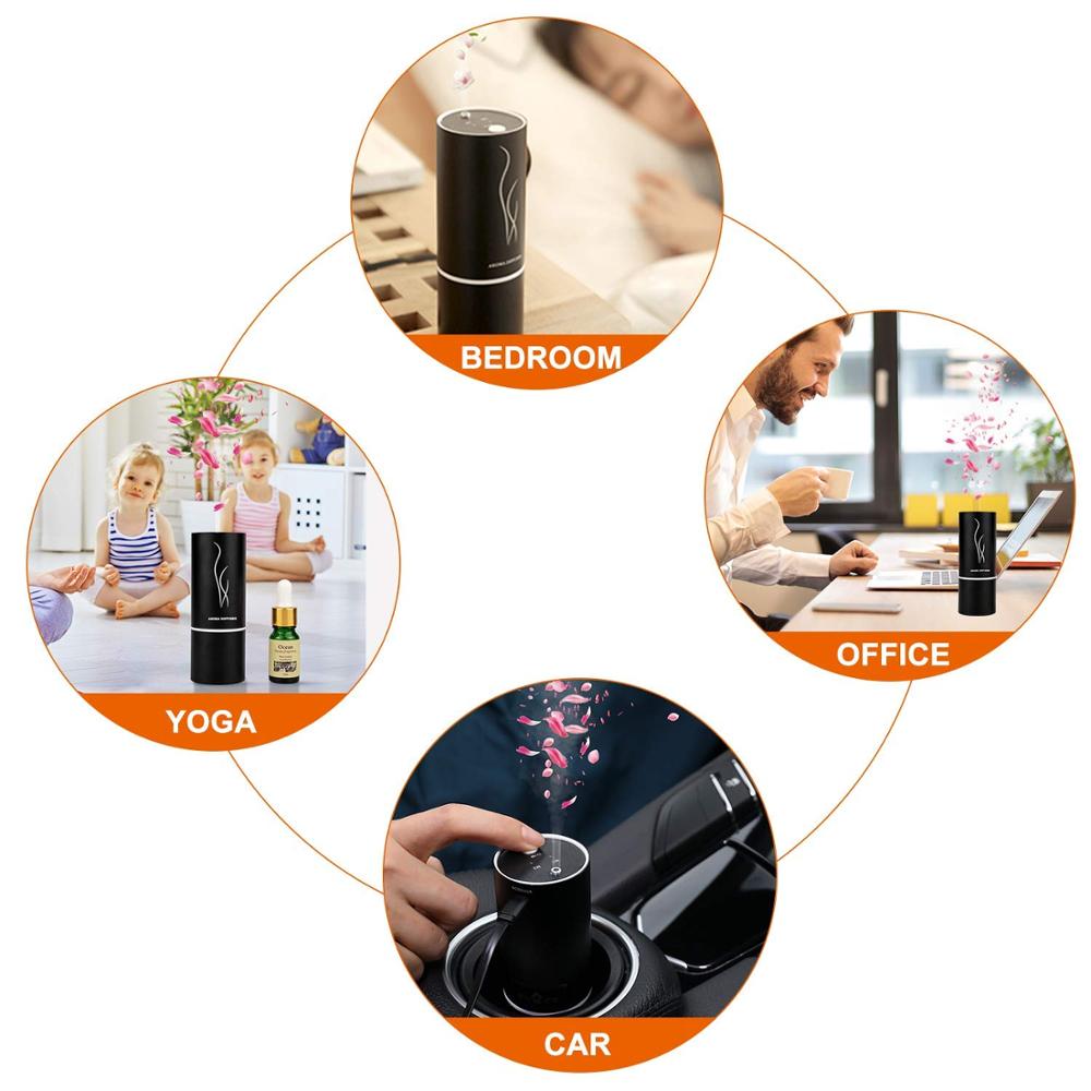 Waterless Oil Nebulizer Diffuser Air Purifier Mini Car Aroma Diffuser with Two Mode Chargable Portable Essential Oil diffuser