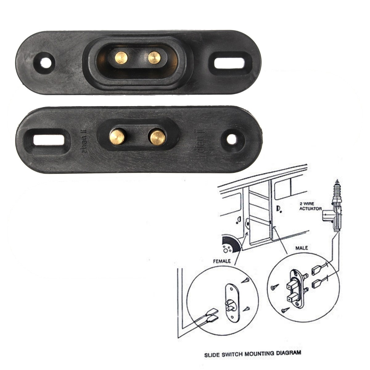 2Pcs Black Sliding Door Contact Switch Central Locking Systems Car Alarm For VW/T4/FORD Van