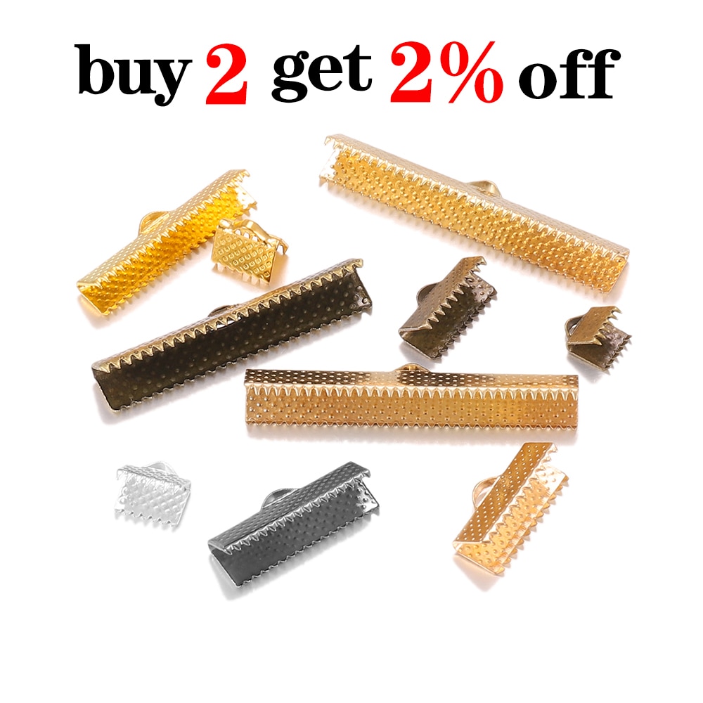 50pcs/lot Cove Clasps Cord End Caps String Ribbon Leather Clip Necklace Bracelet Connector for Jewelry Making Supplies