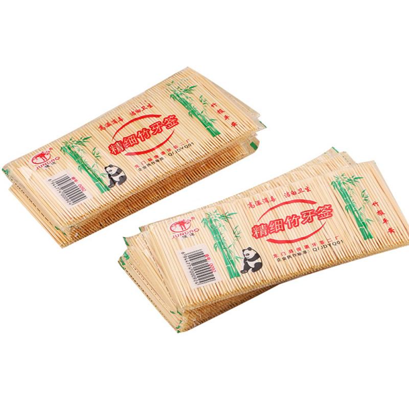 Palillo de dientes de bambú Natural para el hogar, herramienta de doble afilado para productos de Hotel, fruta, 250 unids/bolsa