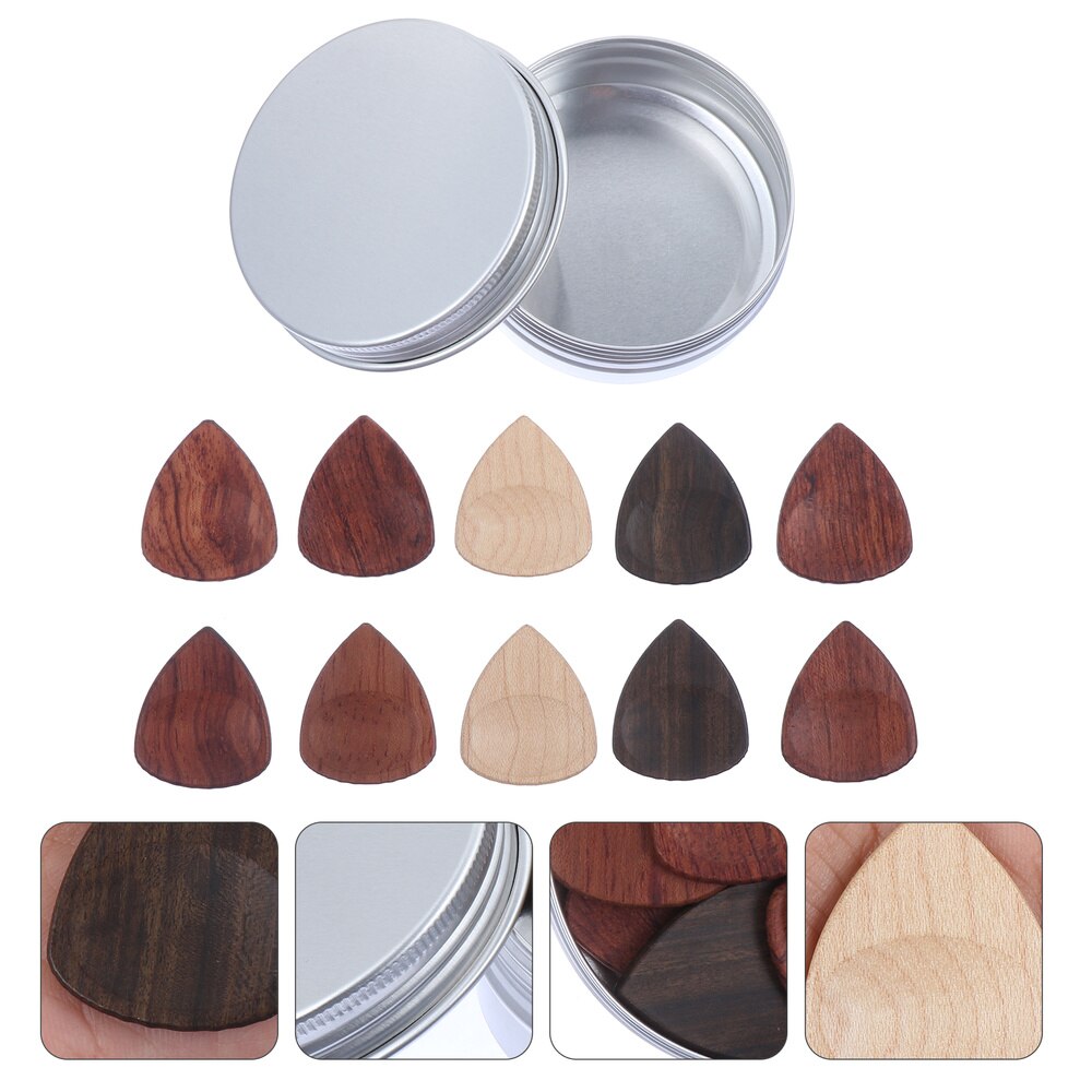 10Pcs Wooden Guitar Picks Plectrums for Acoustic Electric Bass Guitar Ukulele