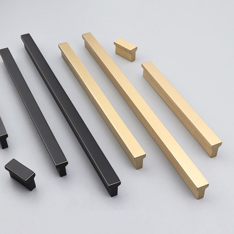 Brass long handle Furniture armoire door gold handles Drawer black bronze knobs Kitchen bathroom cabinet hardware pulls T-shape