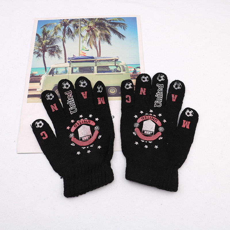 Winter Warm Gloves Children Knitted Stretch Mittens Boys Solid Girls Full Finger Christmas man Glove Knitted: Silver