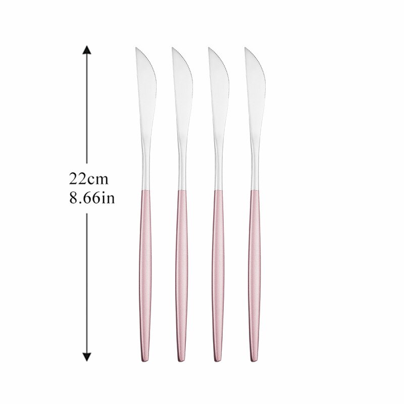 4Pcs Cutlery Dinnerware Set Stainless Steel Dinner Knife Cutlery Set Kitchen Complete Dinner Knife Tableware Set Golden Cutlery