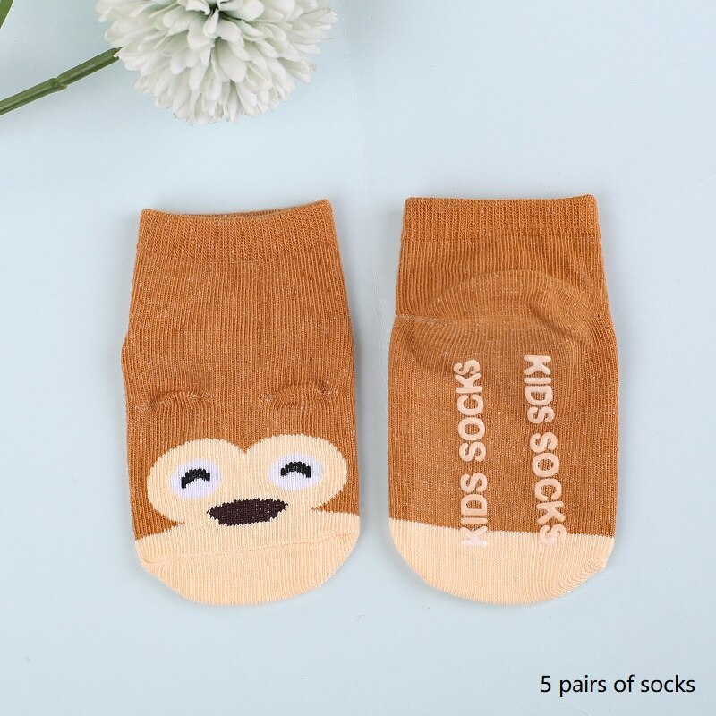 Calcetines antideslizantes de algodón para niños y niñas, medias cómodas de tubo suave, de 0 a 1 años,: brown