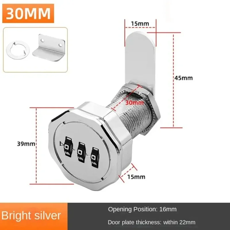 1PCS Password Cabinet Lock Zinc Alloy Password Locks Security Home Automation Cam Lock For Mailbox Cabinet Door 16/30mm: Gold