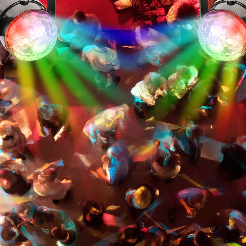 Mini fjernbetjening rgb led krystal magisk roterende bold scenelys lyd aktiveret disco lys musik jul ktv fest eu / us / uk plug