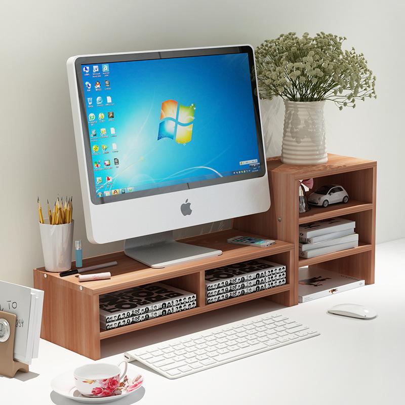 Computer Monitor Increased Shelf Desktop Keyboard Storage Rack Bookshelf black/brown: 1