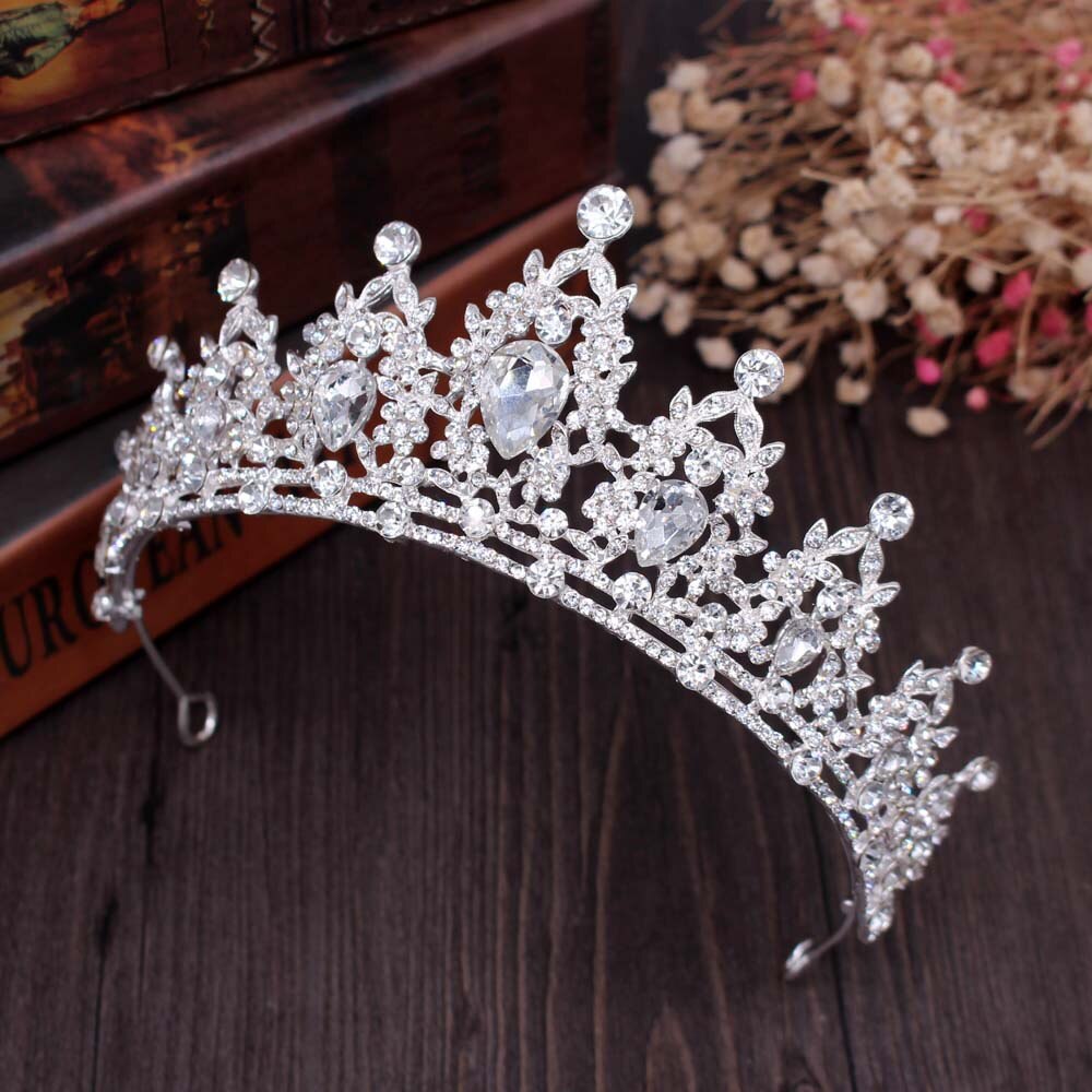 KMVEXO Vintage Gold Queen Princess Crowns Crystal Diadem For Bridal Hair Accessories Bride Tiaras Headbands Tiara De Noiva