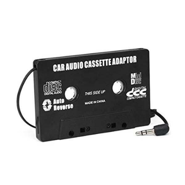 Adaptateur de cassette audio noir pour voiture, compatible avec  mp3 ipod, nani, cd, md