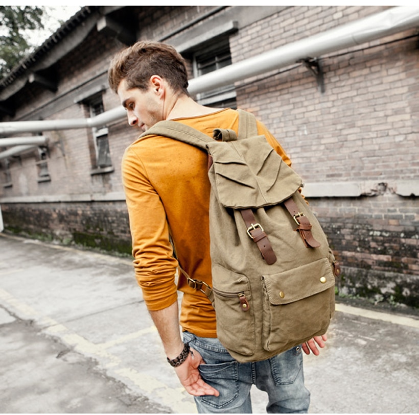 Vintage Rugzak Lederen Schoudertassen Mannen/Vrouwen Rugzak schooltas Unisex Rugzak Casual Canvas Reistassen