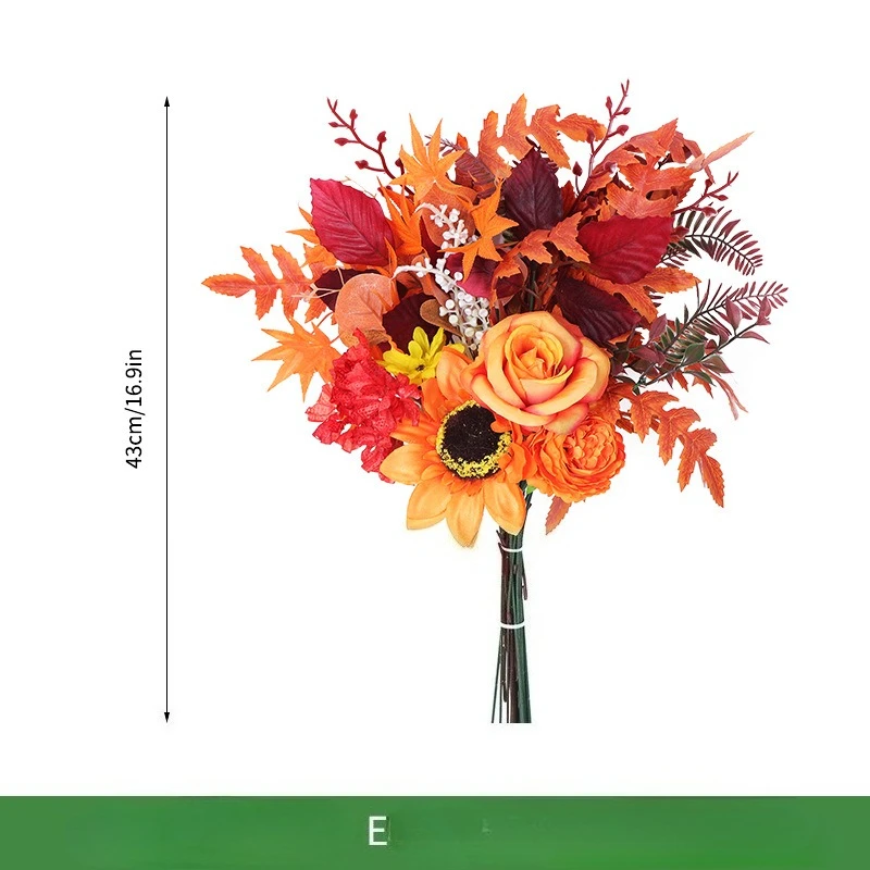 Tuindecoratie Simulatie Esdoornbladeren Zonnebloemen Oranje Boeket Kerstmis Halloween Auditorium Decoratie Kunstbloemen: Goud