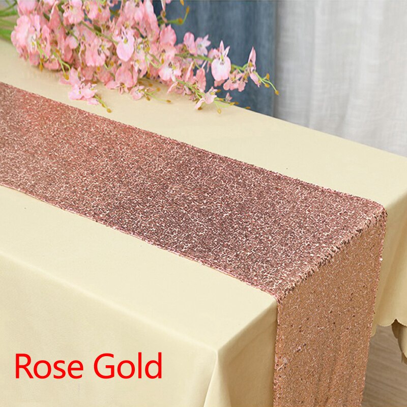 1pcs 30*180cm Sparkly Sequins Rose Gold Table Runners for Christmas Weddings Formal Party Table cloth Decorative: Rose Gold