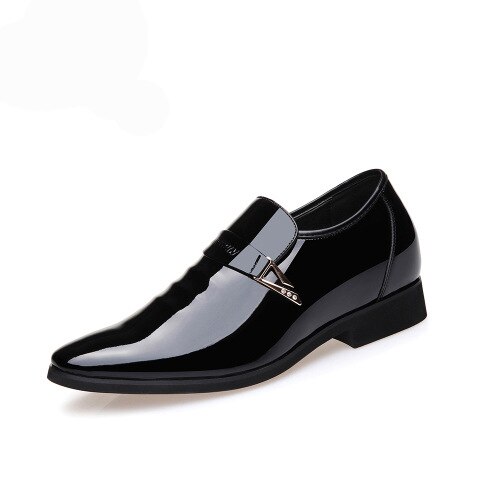 Menn kjole sko spiss tå lær italiensk sko slip on glitter skinn mokkasin herre sko formelle festsko: Svart / 10