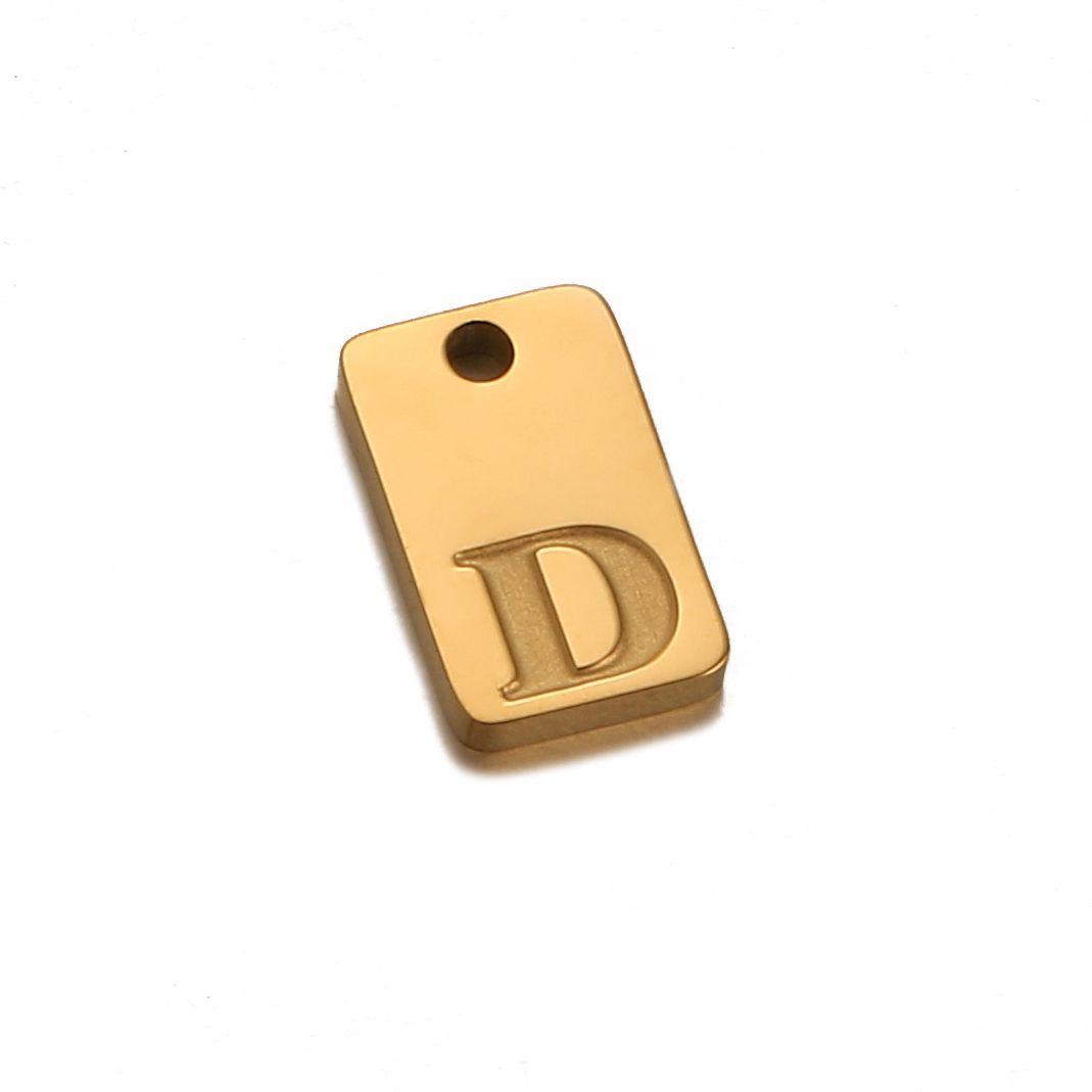 Breloques initiales de l'alphabet carré en acier inoxydable, lettre anglaise gravée, colliers de la présidence bricolage, fabrication de bijoux esthétiques, 5 pièces par lot: Violet