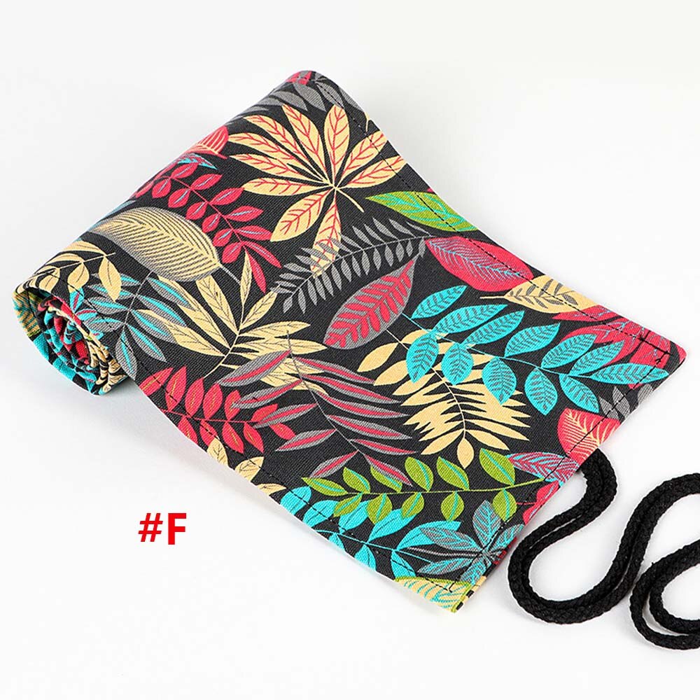 36- gats etui kat schoolbenodigdheden kunst pennenzakjes etui canvas wikkelrol student cosmetische kwast opbergruimte schrijfwaren: F