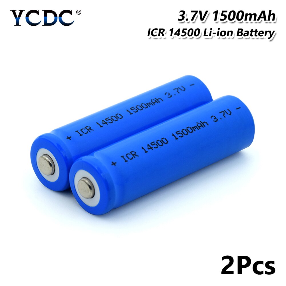 1/2/4/6/8/10x Blauw Icr 14500 1500Mah Oplaadbare Batterijen 3.7V volt 14500 Li-Ion Lithium Batterij Langdurige Met Case Box: 2 pieces