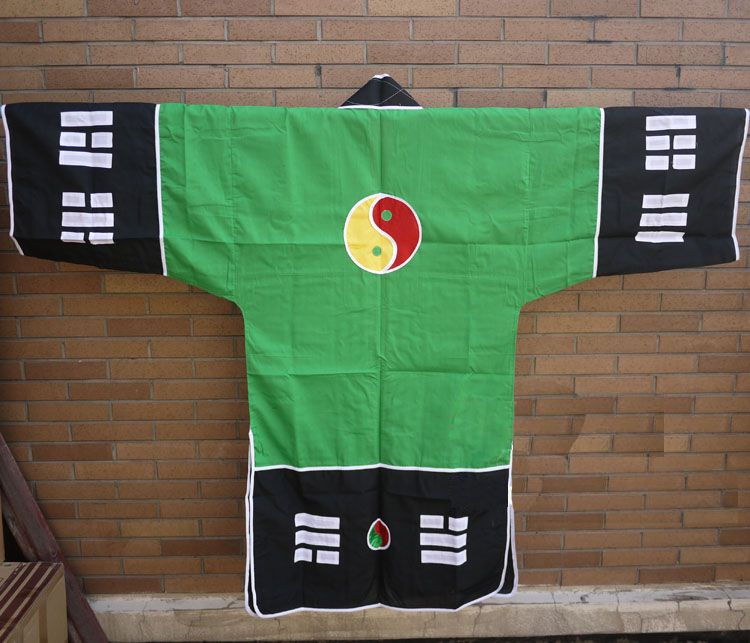 unisex 3color Unisex taoist priest clothing tai chi suits taoism robe gown uniforms yellow/green/red