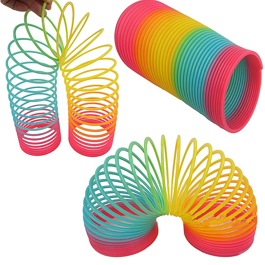 1Pcs Regenboog Cirkel Grappig Speelgoed Early Development Educatief Folding Plastic Spring Coil Kinderen Magical Speelgoed