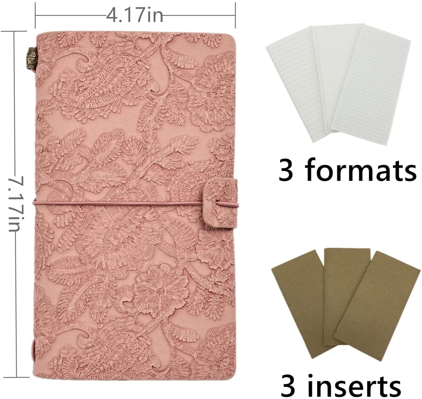 A6 Refillable Planner Leather Travel Journal Notebook-Embossed Pocket Diary for Girls,Women,Mom, Daughter (192 Pages)