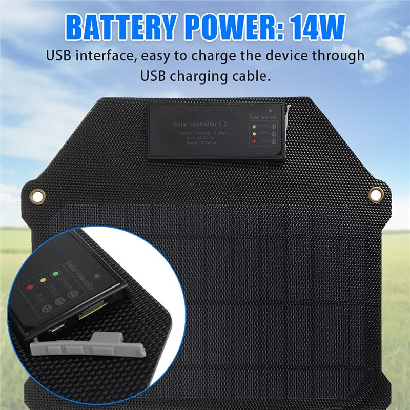 Solar Panel 20W 5V Solar Charger Portable Solar Battery Chargers Charging for Phone for Hiking Camping Outdoors